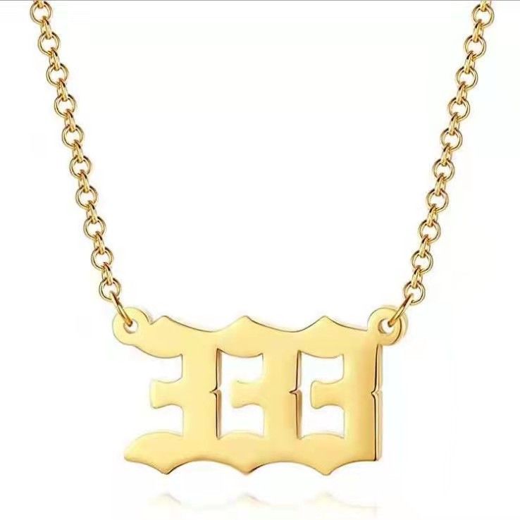 Angel Lucky Number pendant necklace commemorative gift stainless steel bracelet anklet ring for men and women （3pcs）