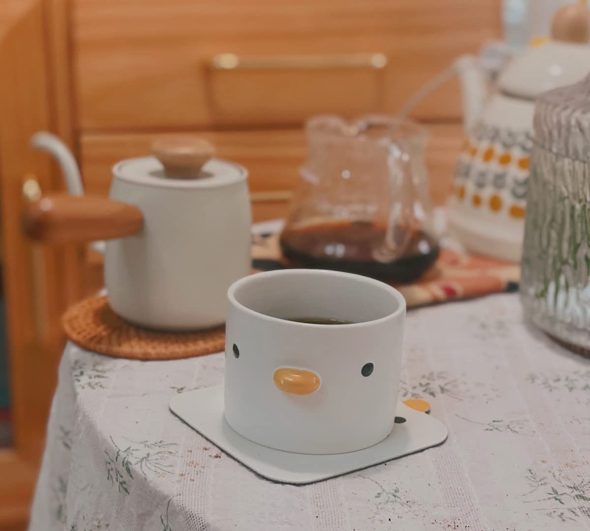 Funny Duck Coffee Cup, Handmade Glaze Cute Mug, Safety Ceramic Milk Latte Mugs, 7oz Espresso Cup. Best Gifts For Coffee Lover.