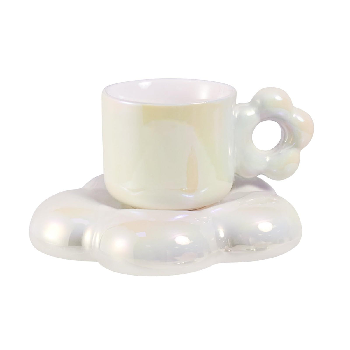 Ceramic Coffee Mug with Set, Creative Cute Cup with Flower, Novelty Cups with Flower Handle for Office and Home, Aesthetic Mugs