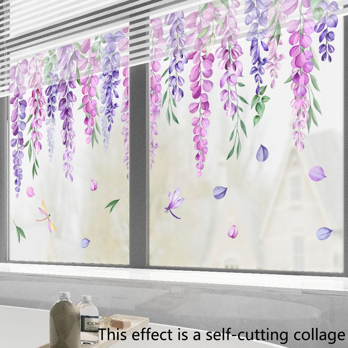 decalmile Flower Double Sided Window Clings Hanging Vine Floral Leaf Window Decals Anti-Collision Glass Doors Window Stickers Gift