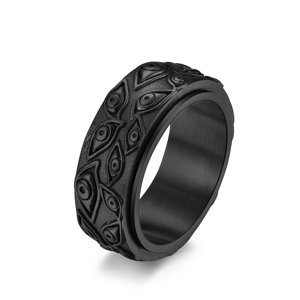 Stainless Steel Vintage Evil Eye of God Ring Ring Stress Relieving Anxiety Ring for Men Ring Chunky Thick Evil Eye（3pcs）