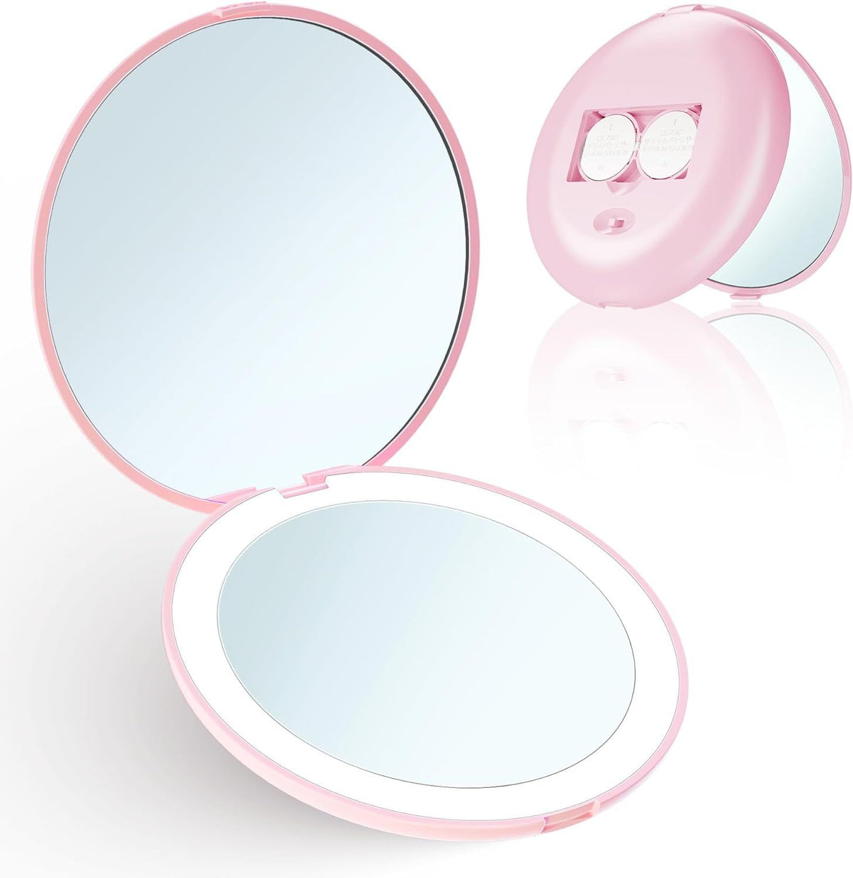 LED Compact Mirror with 1x/10x Magnification for Purses,2-Sided, Folding, Handheld, Round, Small Pocket Makeup Mirror with Lights