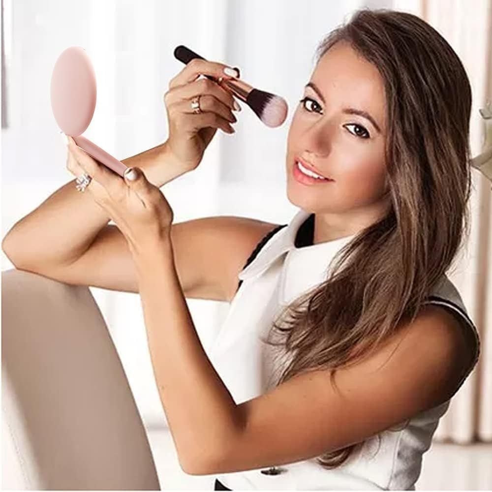 LED Compact Mirror with 1x/10x Magnification for Purses,2-Sided, Folding, Handheld, Round, Small Pocket Makeup Mirror with Lights