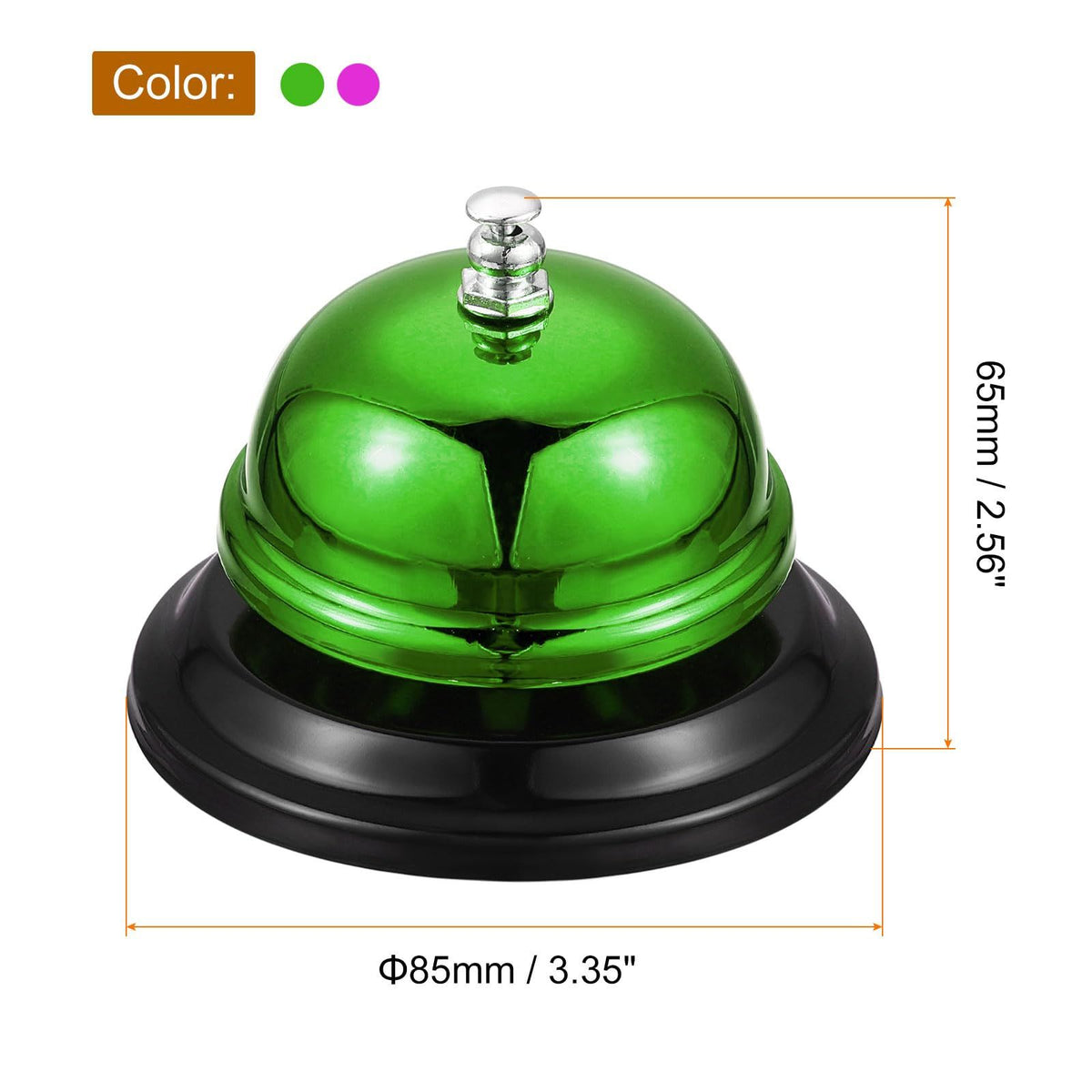 2 Pcs Call Bell, 85mm/3.35" Desk Bell Service Dinner Bell for Restaurant Hotel Room Kitchen Bar Party Classroom(Rose Red+Green)