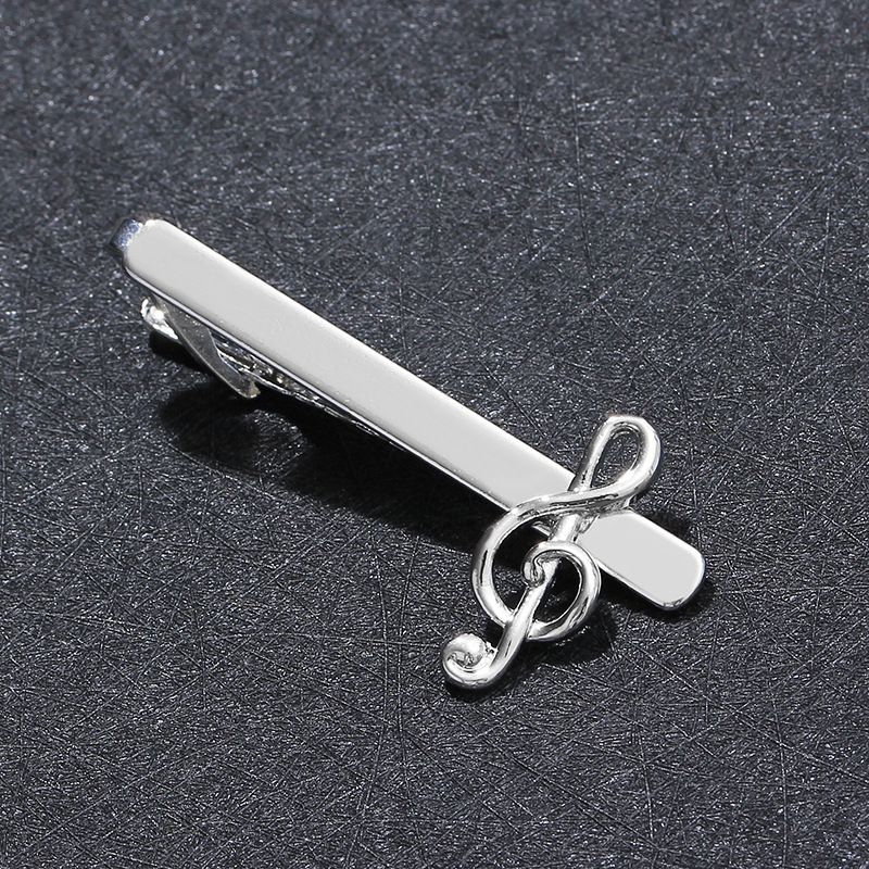 Business Tie Bar Men Tie Clip Creative Silver High-end Fashion Clips Gifts Charms Jewelry Pins Music Note Decoration Shirt