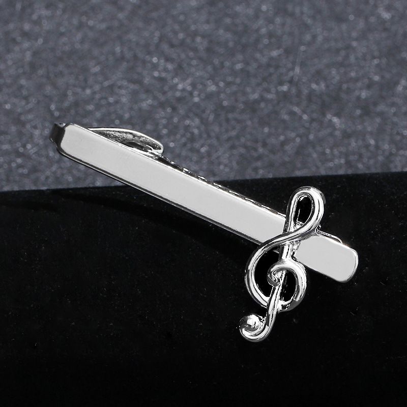 Business Tie Bar Men Tie Clip Creative Silver High-end Fashion Clips Gifts Charms Jewelry Pins Music Note Decoration Shirt