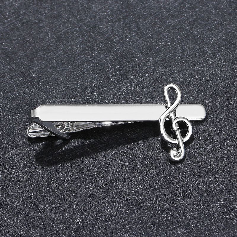 Business Tie Bar Men Tie Clip Creative Silver High-end Fashion Clips Gifts Charms Jewelry Pins Music Note Decoration Shirt