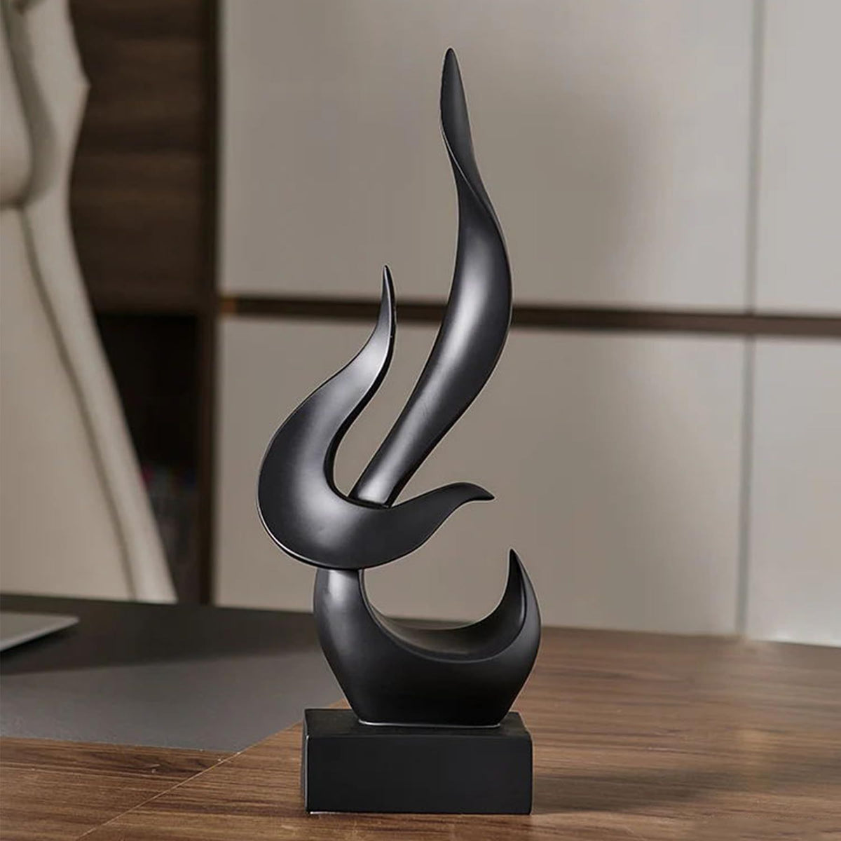 Abstract Statue Sculpture Decorations: Modern Black Sculptures for Home Decor Resin Art Flame Figurines