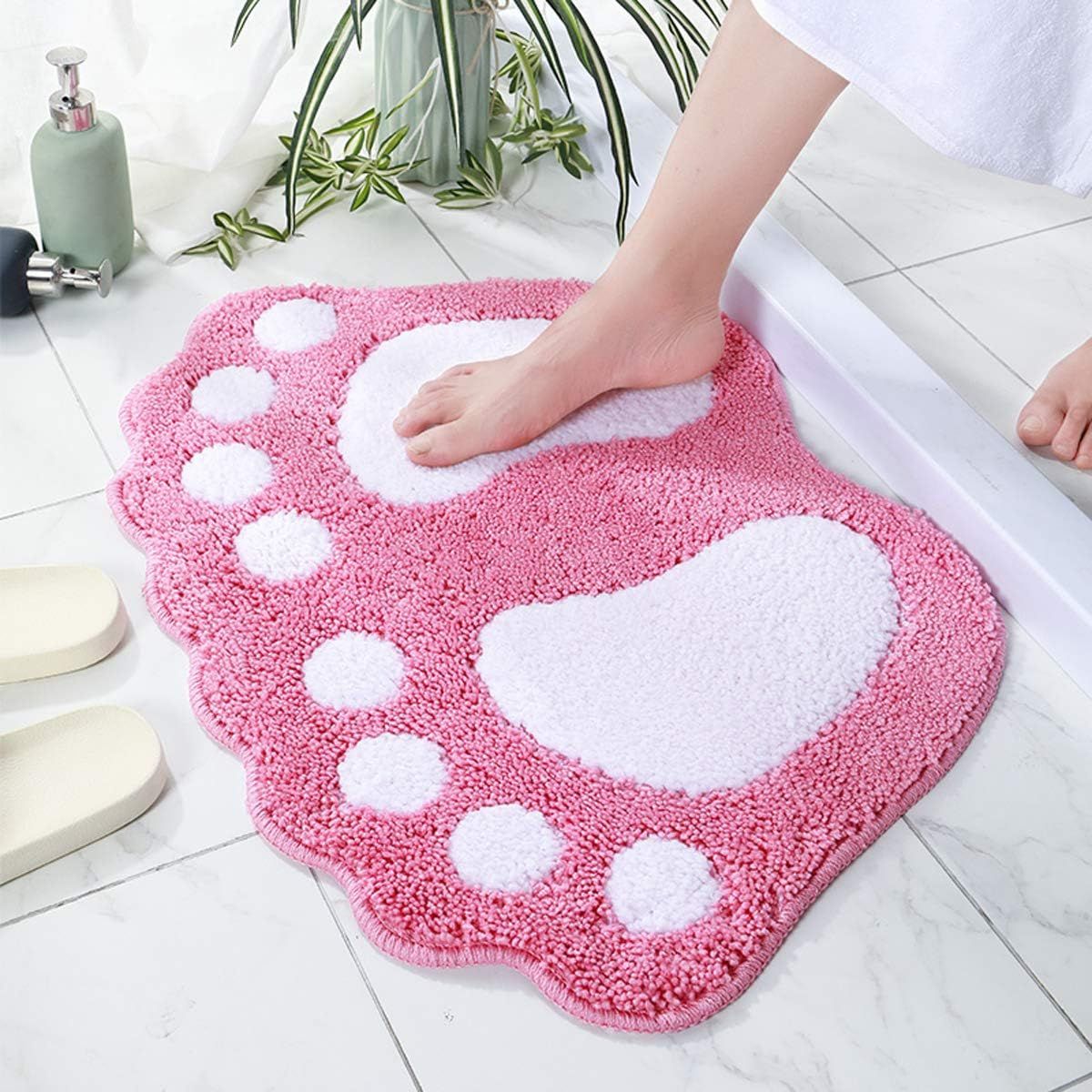 Bathroom Rugs Mats Water Absorbent Non-Slip Mat Used in Bathroom Soft Microfiber Machine Washable Bath Mat (Light Pink, 16x24'')