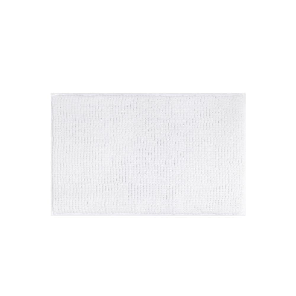 Bathroom Rugs Chenille Bath Rug Soft Short Plush, Water Absorbent Shower Mat Quick Dry Machine Washable(White,16" x 24")