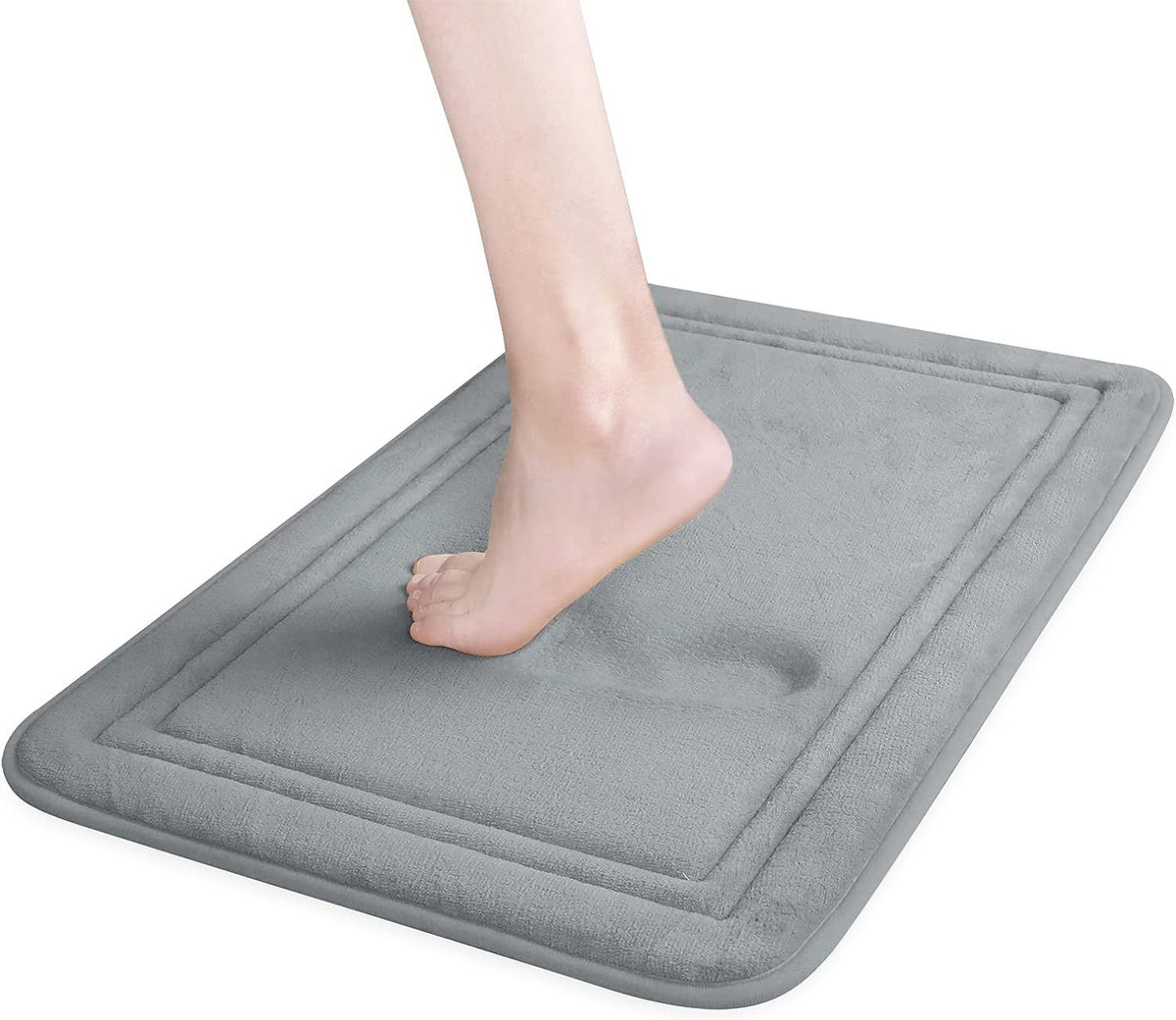Memory Foam Bath Mat Non Slip Absorbent Super Cozy Velvet Bathroom Rug Carpet, Machine Washable, 16 x 24 Inches Gray