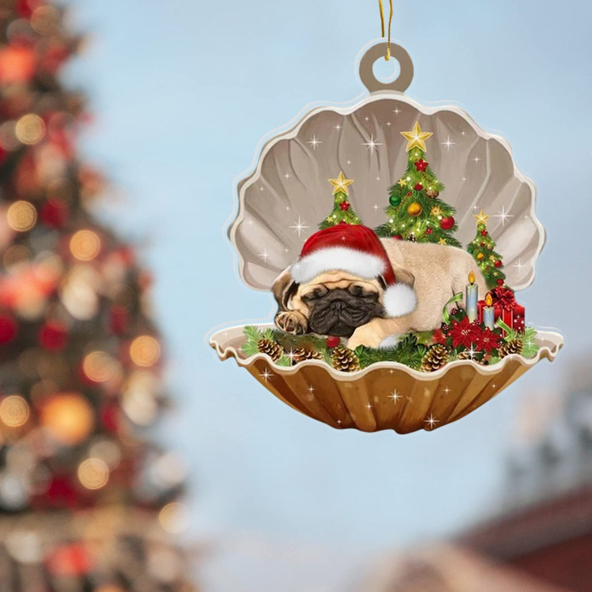 Sleeping Pearl in Christmas Two Sided Ornament, Best Gifts for Christmas, Christmas 2022 Tree Decoration, Family Christmas