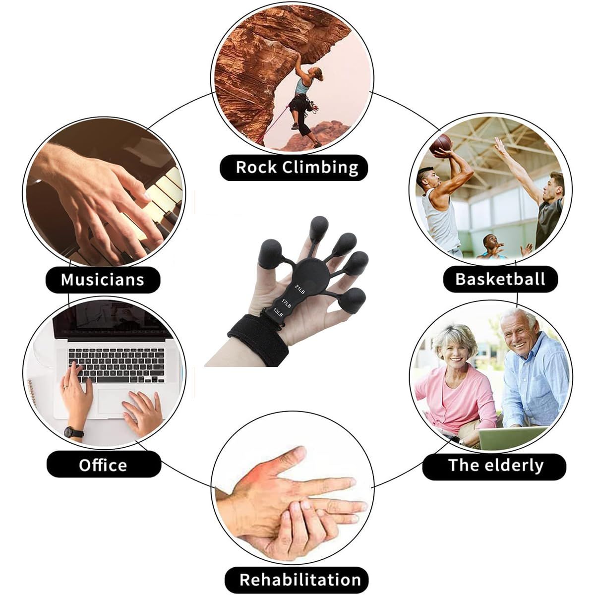 Silicone Grip Trainers Bracelets Fitness Bracelets for Men Women Adjustable Finger Strengthener Wrist Weights Tension Bracelet