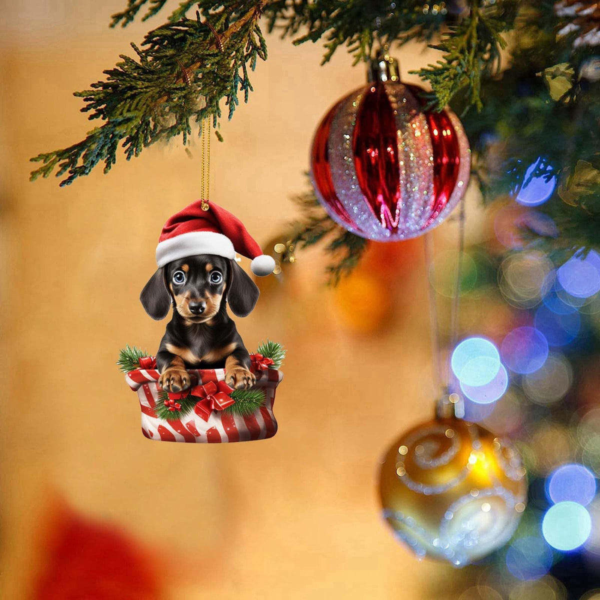 2023 Christmas Dog Pendant Christmas Tree Small Pendant Puppy Acrylic Flat Pendant Holiday Decorations