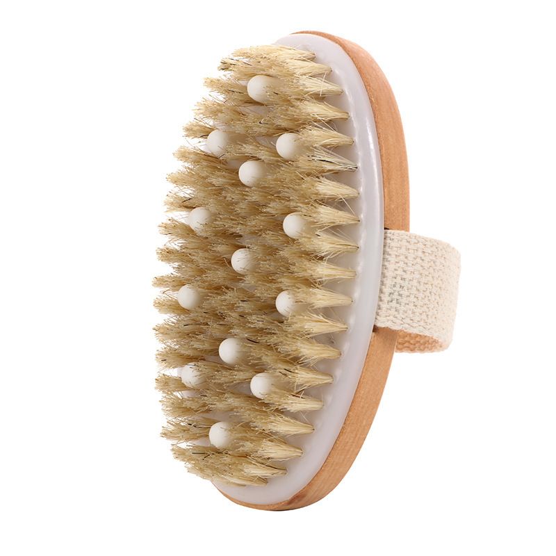 Dry Brushing Body Brush Bath Brush， Natural Bristle Gentle Exfoliating for Softer，Gentle Massage Nodes for Treatment