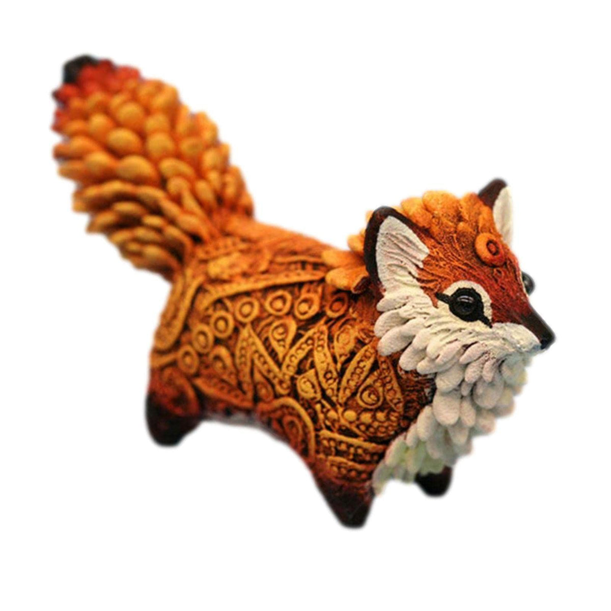 Fox Wood Art Figurine Handmade Unique Original Art Carving Work Statue Decor Small Animal Sculpture Art Wood Carving Miniature