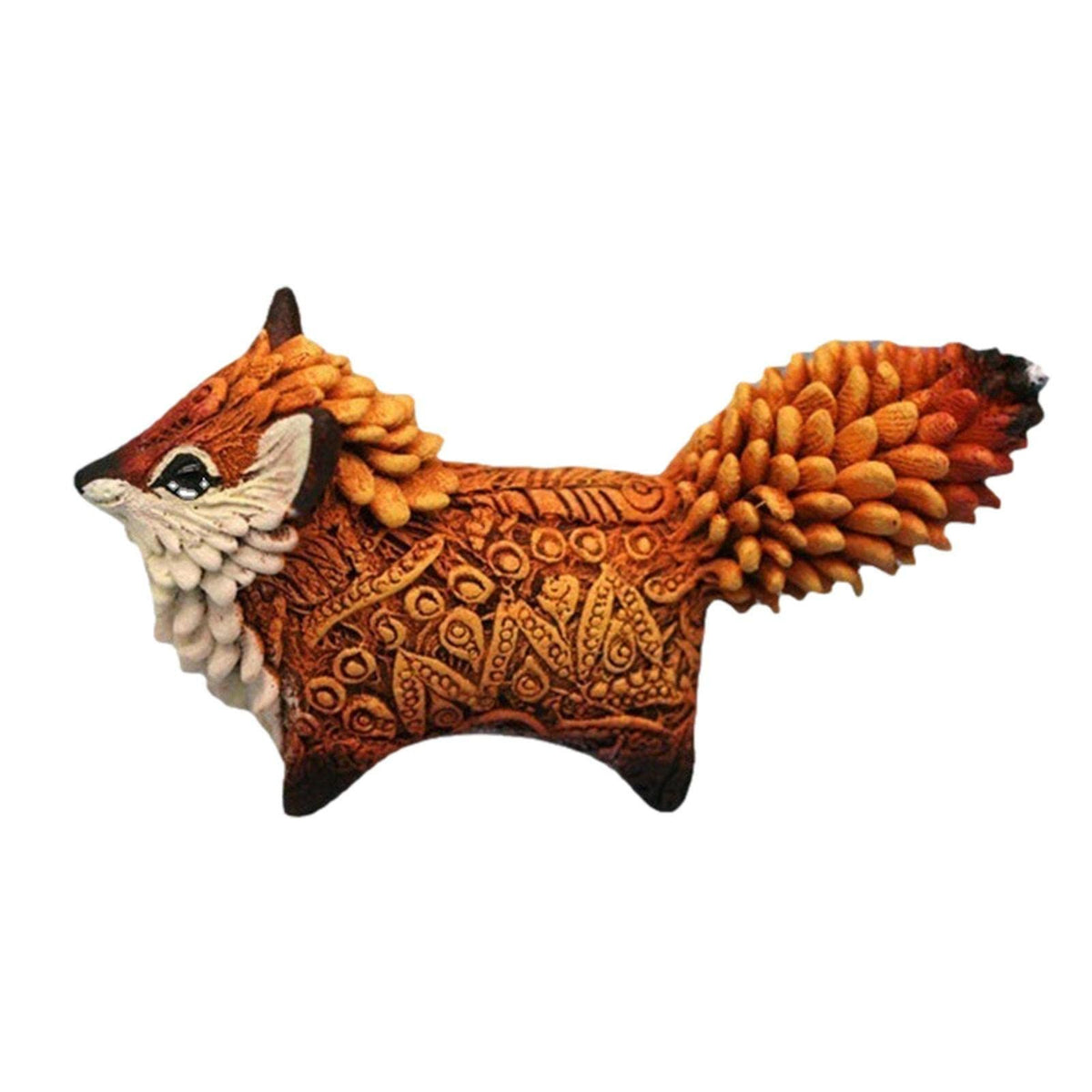 Fox Wood Art Figurine Handmade Unique Original Art Carving Work Statue Decor Small Animal Sculpture Art Wood Carving Miniature