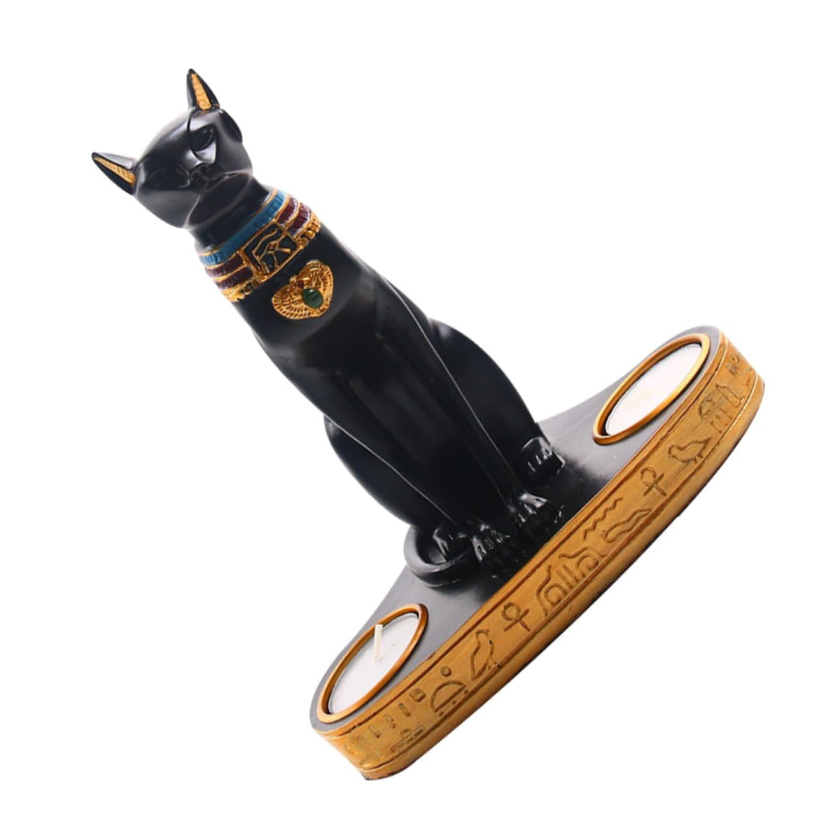 Egyptian Pharaoh Candlestick Cat Candle Holder Sculptures Animal Figurines Cat Statue Egyptian Statue Home Decor Rustic
