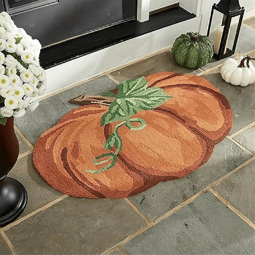 Thanksgiving Pumpkin Rug, Non-Slip Washable Welcome Door Mat, Cute Fall Doormats for Indoor Outdoor Entra