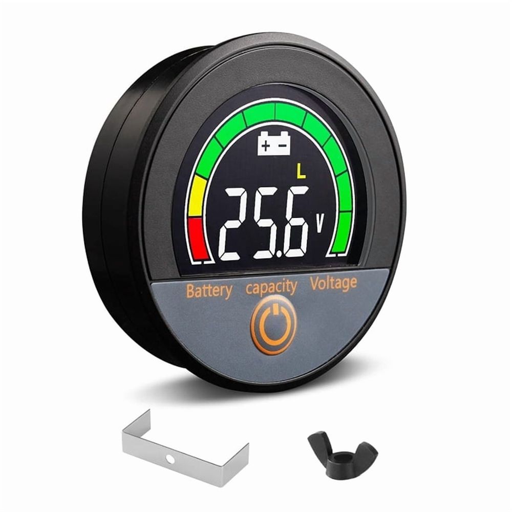 12V 24V 48V 60V 84V Waterproof IP67 Battery Capacity Voltage Meter with Backlight LCD and Low-Voltage Alarm for Lithium