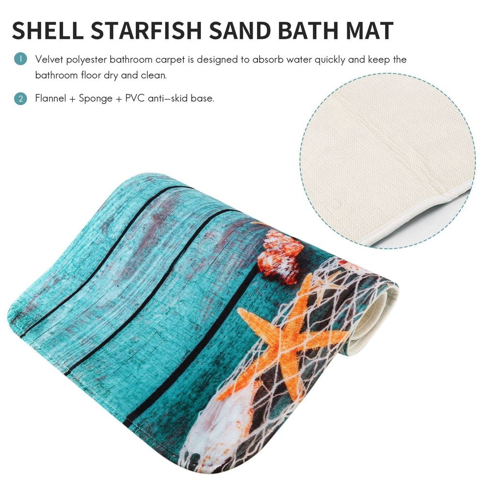 Beach Seashells Sand Bath Mat Holidays Summer Bathroom Carpet Rug Non- 3 Piece Toilet Mat Set Floor