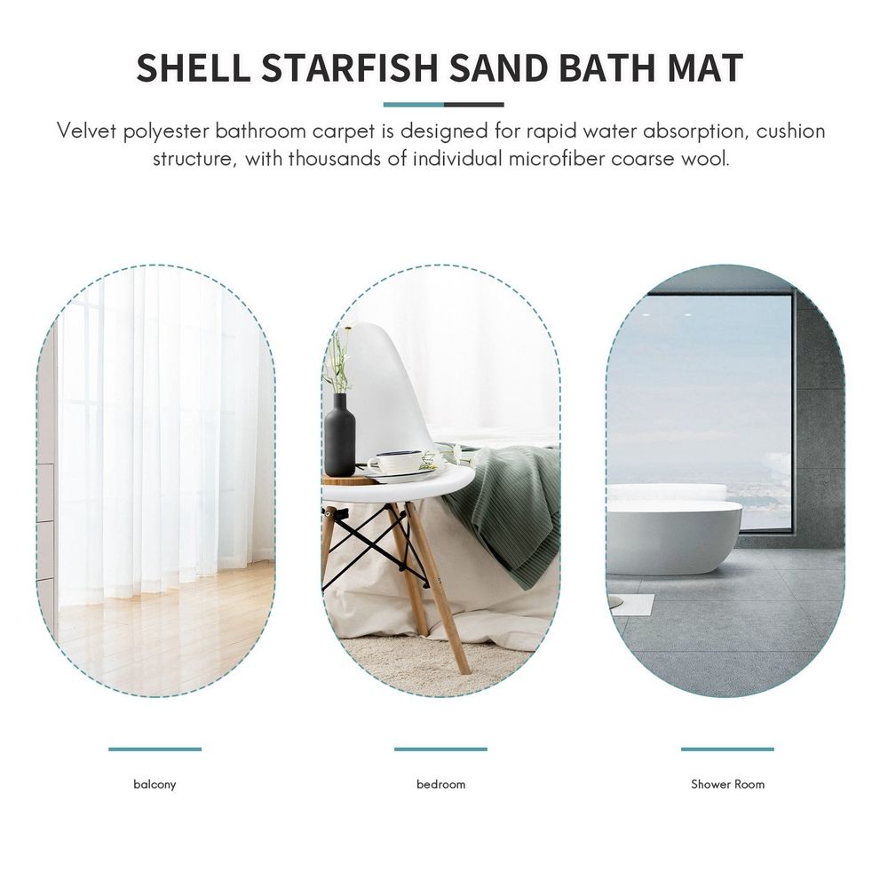 Beach Seashells Sand Bath Mat Holidays Summer Bathroom Carpet Rug Non- 3 Piece Toilet Mat Set Floor