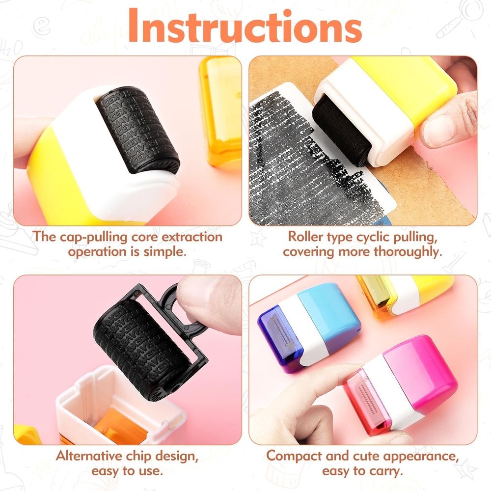 3PCS Confidential Stamp - Identity Theft Protection Roller Stamp Guard Your Id Address Blocker Privacy Ink Roller for Mail Address Blackout