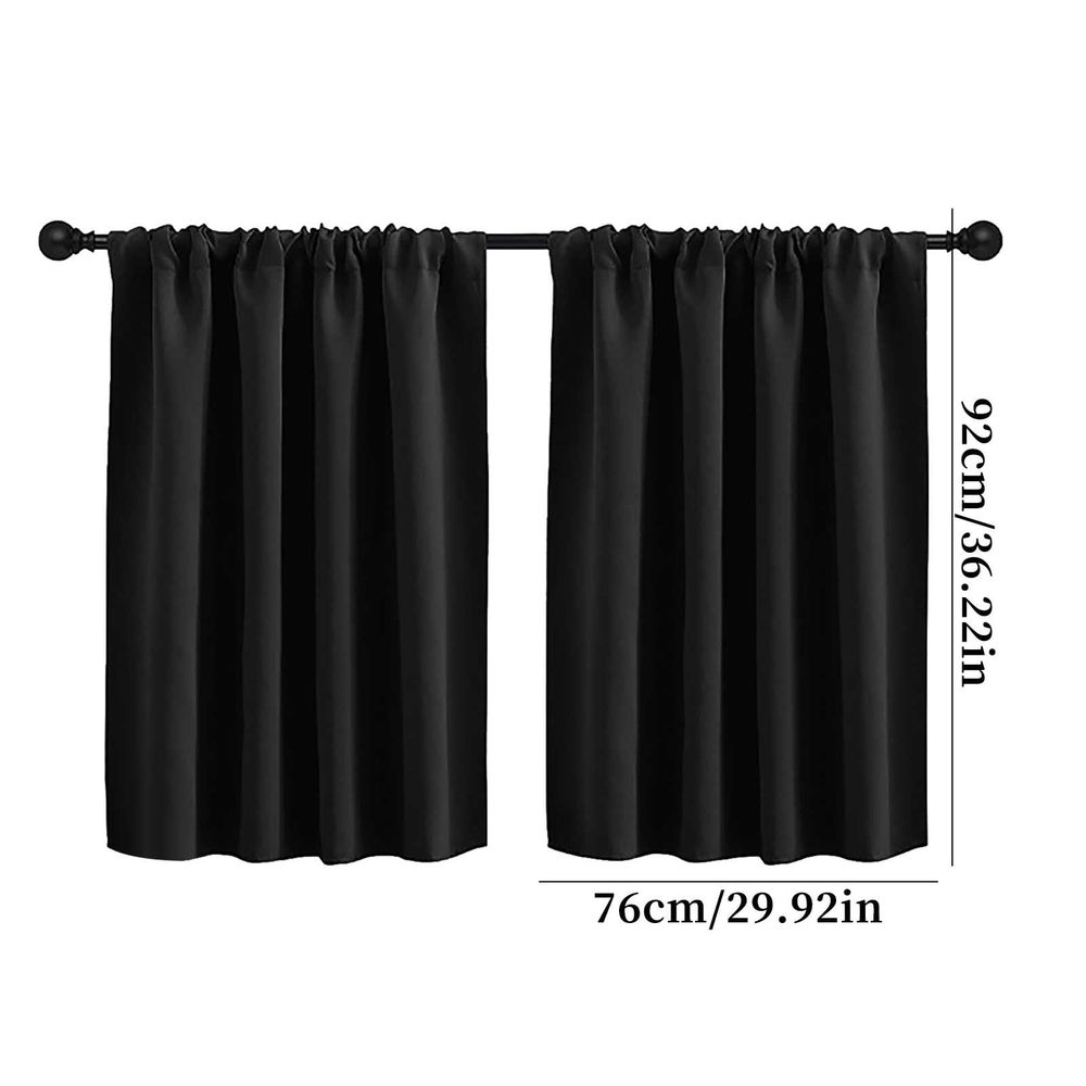 Cafe Curtains, Light Blocking Short Kitchen Window Curtains Over Sink, Half Window Blackout Drapes Tier Rod Pocket for Bathroom Basement Cabinet 29.92x36.22 In 2 Panels