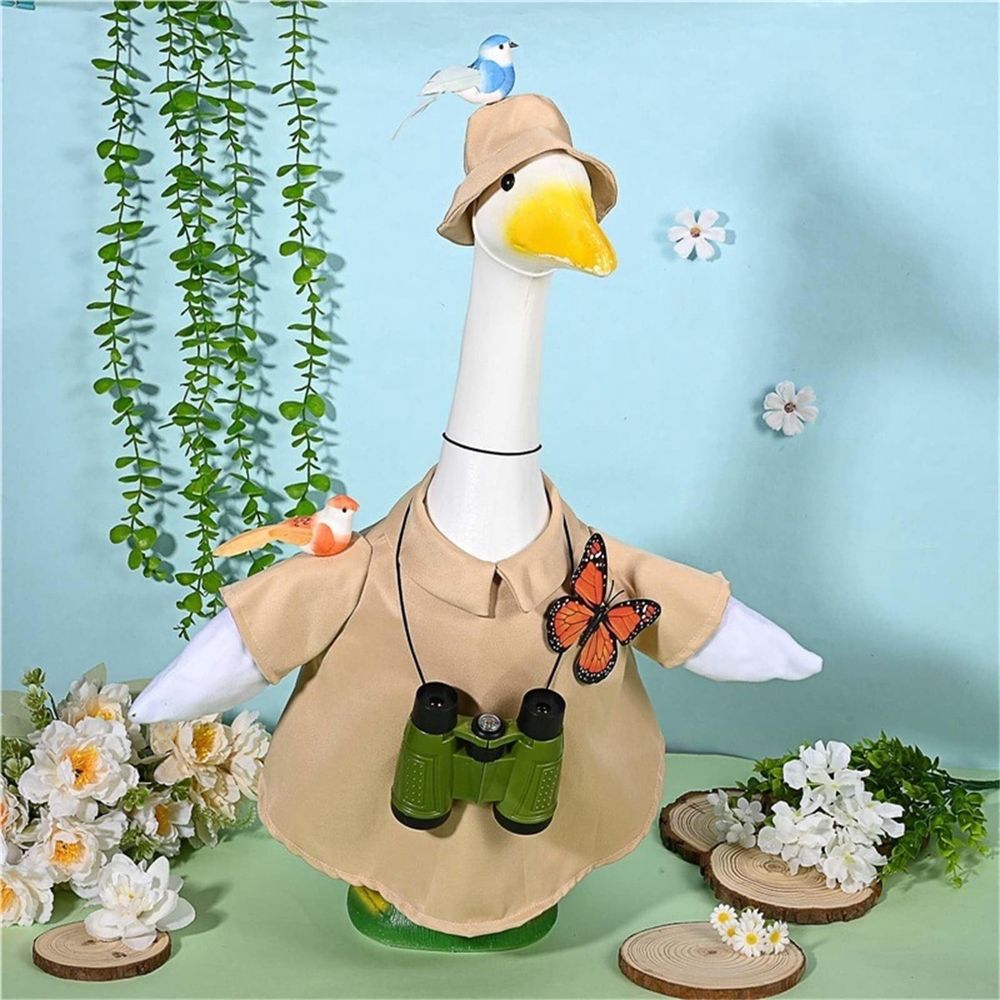 Porch Goose Outfits, Spring Porch Goose Bird Watching Outfit Set, Bird Watching Safari Adventure Costume with Hat, Binoculars, Butterfly & Birds