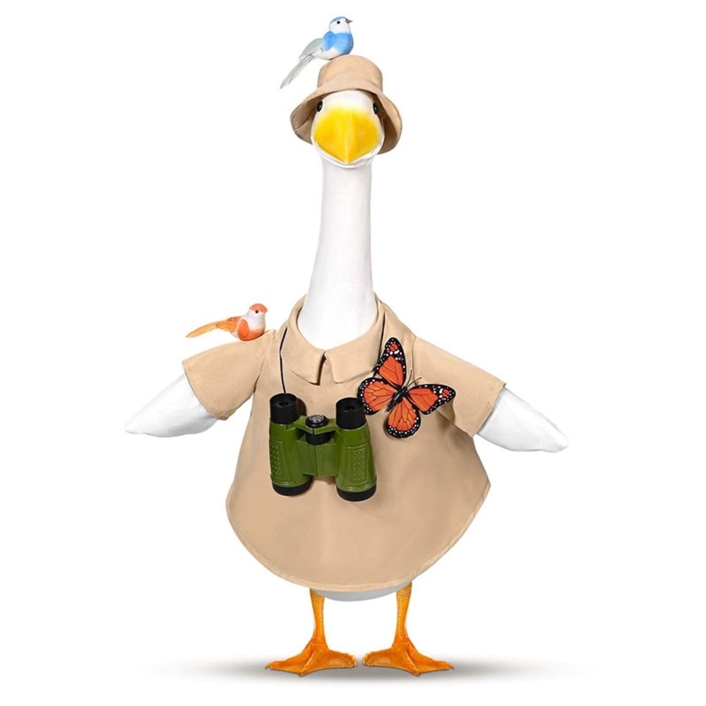 Porch Goose Outfits, Spring Porch Goose Bird Watching Outfit Set, Bird Watching Safari Adventure Costume with Hat, Binoculars, Butterfly & Birds
