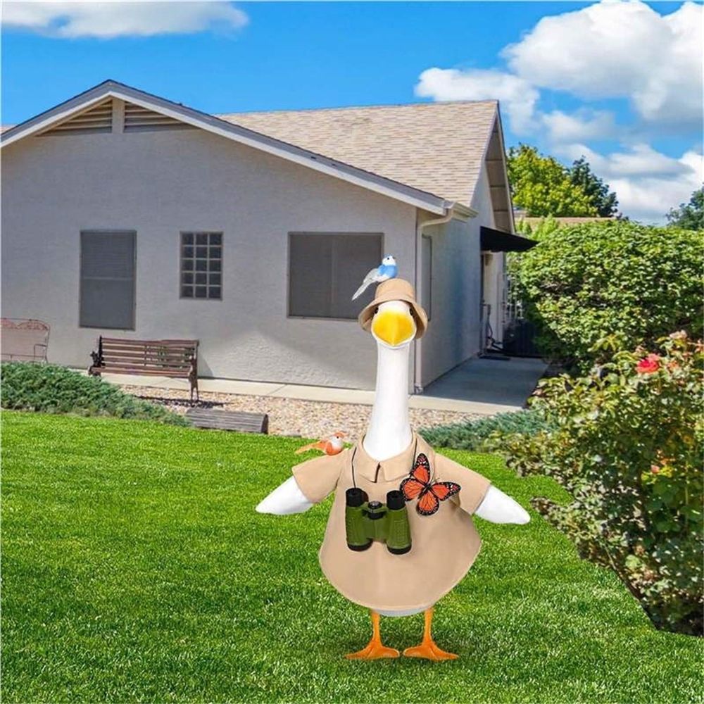 Porch Goose Outfits, Spring Porch Goose Bird Watching Outfit Set, Bird Watching Safari Adventure Costume with Hat, Binoculars, Butterfly & Birds