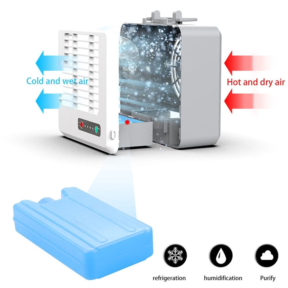 Quiet Portable Water-Cooled Fan, Ice Crystal Cooling 3 Speeds, Water Cooled Small Air Conditioner for Home Office Leisure