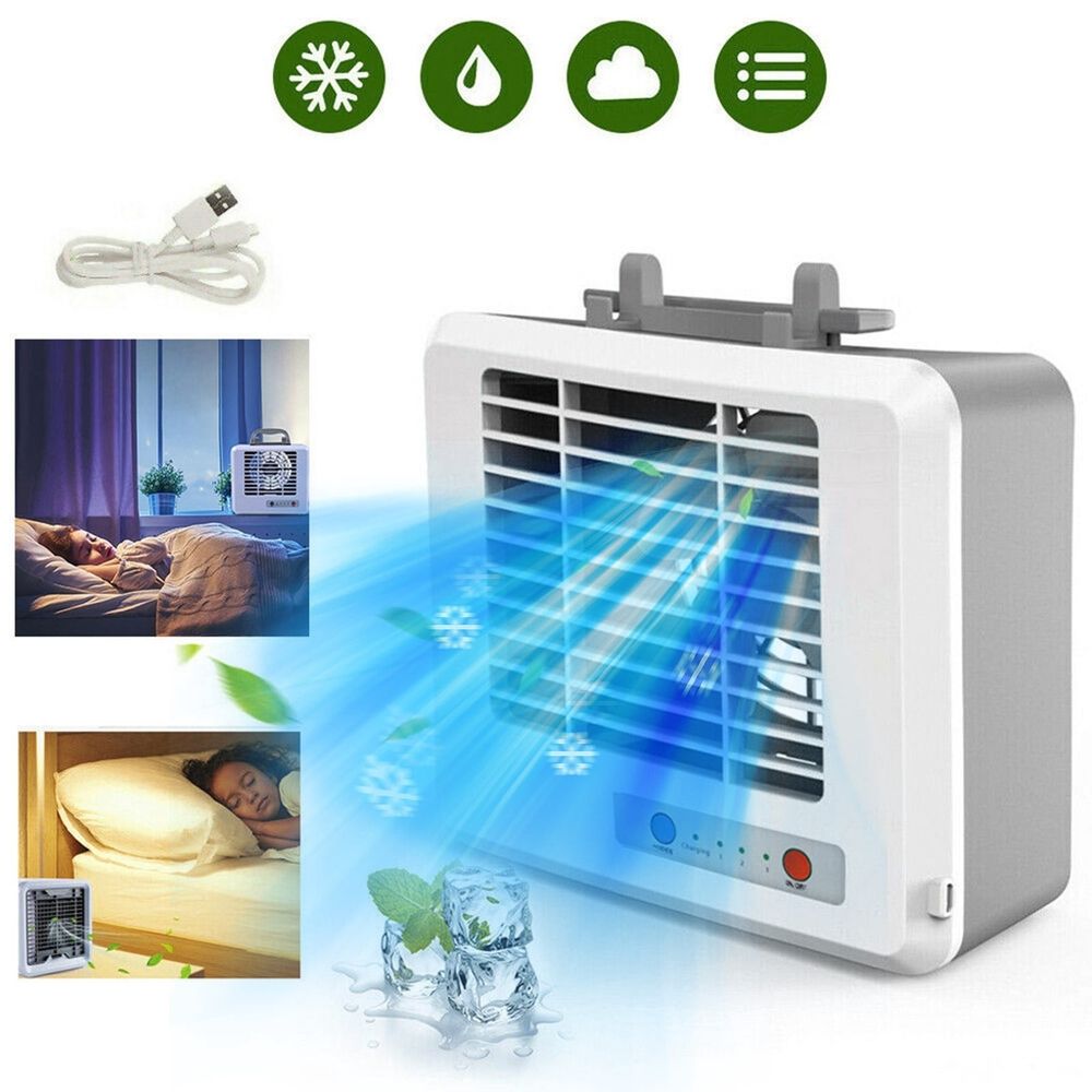 Quiet Portable Water-Cooled Fan, Ice Crystal Cooling 3 Speeds, Water Cooled Small Air Conditioner for Home Office Leisure