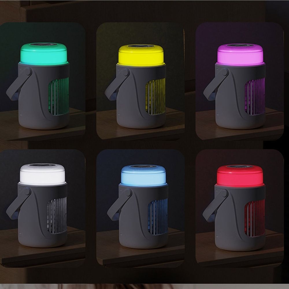 Small Home Fan, High Wind Power Desk Fan, Humidification Cooling, Multi Color LED Light