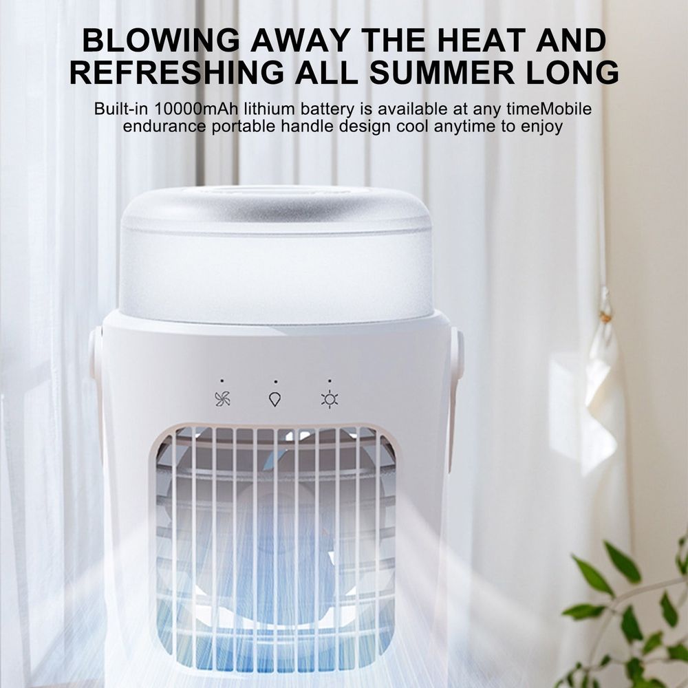 Small Home Fan, High Wind Power Desk Fan, Humidification Cooling, Multi Color LED Light
