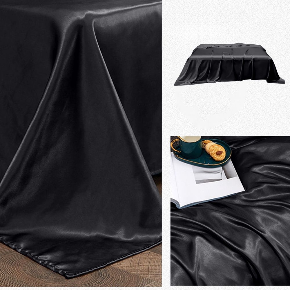 Satin Bed Sheet Silk Like Bedding Flat Sheet Soft Cooling Bed Sheet Wrinkle Resistant Breathable Bedding Sheet for Queen Full Bed Bedroom Guest Room Hotel Style Sleep Bedding Smooth Touch Luxury Feel