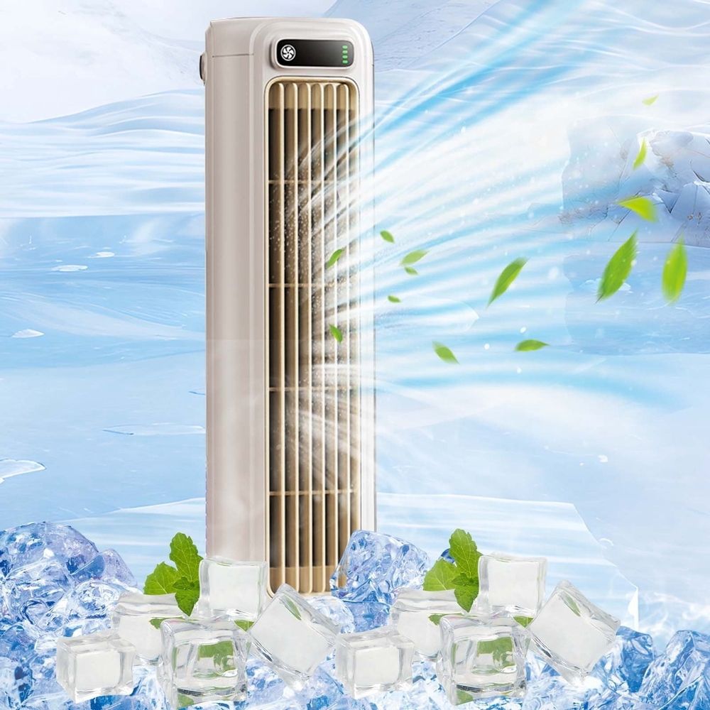 Tower Fan with Constant Wind, Bladeless Steady Air, Space Saving Design, White