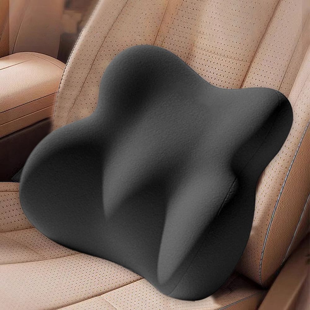 Car Headrest Lumbar Cushion Set 15.35In Ergonomic Driving Seat Support Double Layer High Elastic Structure Waist Neck Support Long Sitting for Daily Commute Camping Family Trip Car Interior Supplies