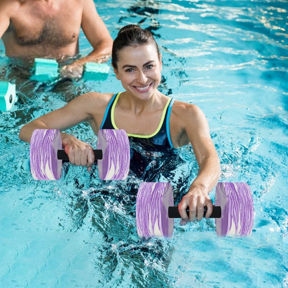 Aquatic Floating Dumbbells 2PCS Non-Toxic Soft Rubber Comfort Grip Swim Assist Water Yoga Fitness Equipment for Pool Water Workouts Swimming Learning Swim Assist Tool