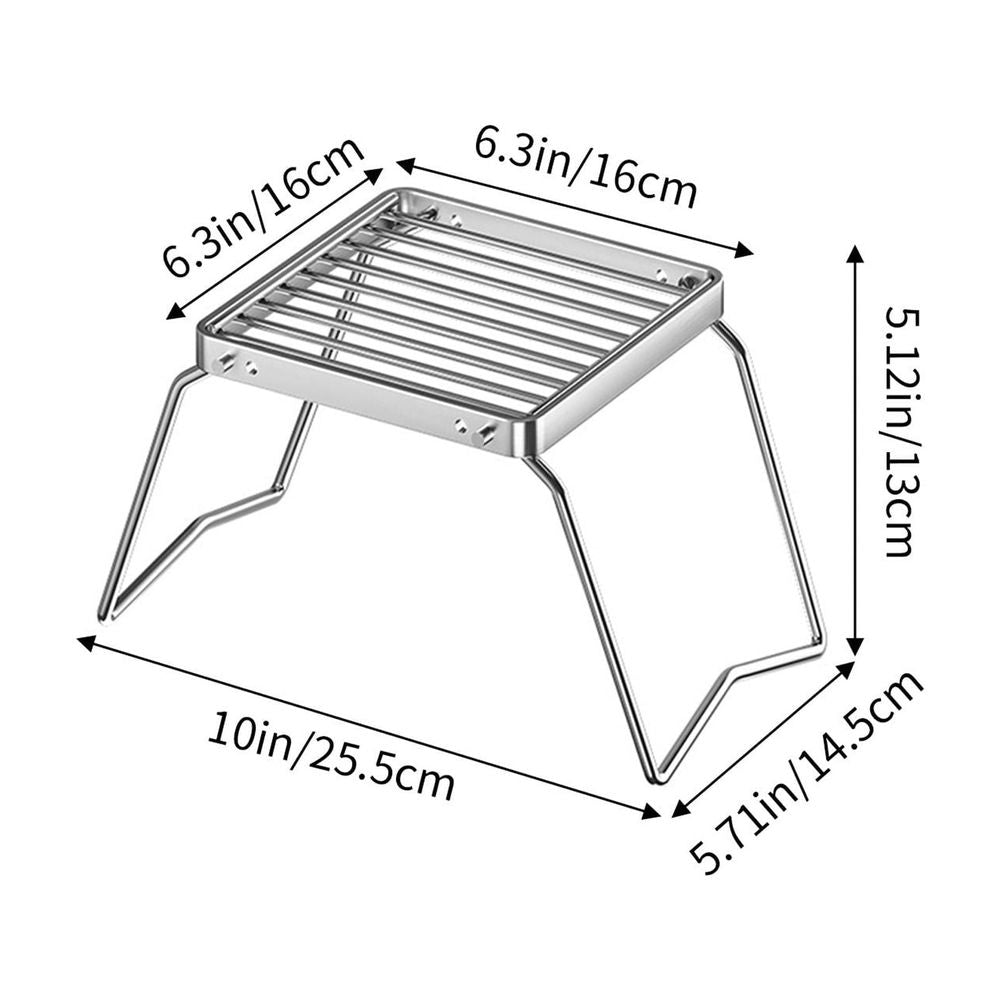 Portable Stainless Steel Folding Camping Stove Grill Rack, Compact Outdoor Cooking Grate for BBQ, Picnic, Hiking, and Backpacking, 1-Pack