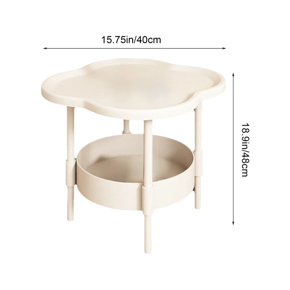Small Bedside Table with Double Layer Storage | Mobile Side Table for Bedroom, Living Room & Small Spaces | White Plastic Nightstand with Open Shelves | 18.5X18.5X14.57 Inches