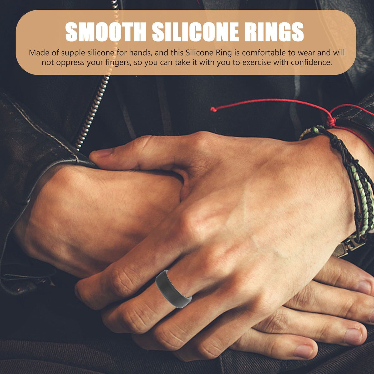 10Pcs Soft Silicone Rings Black Flexible Sports Rings for Gym Exercising and Outdoor Activities