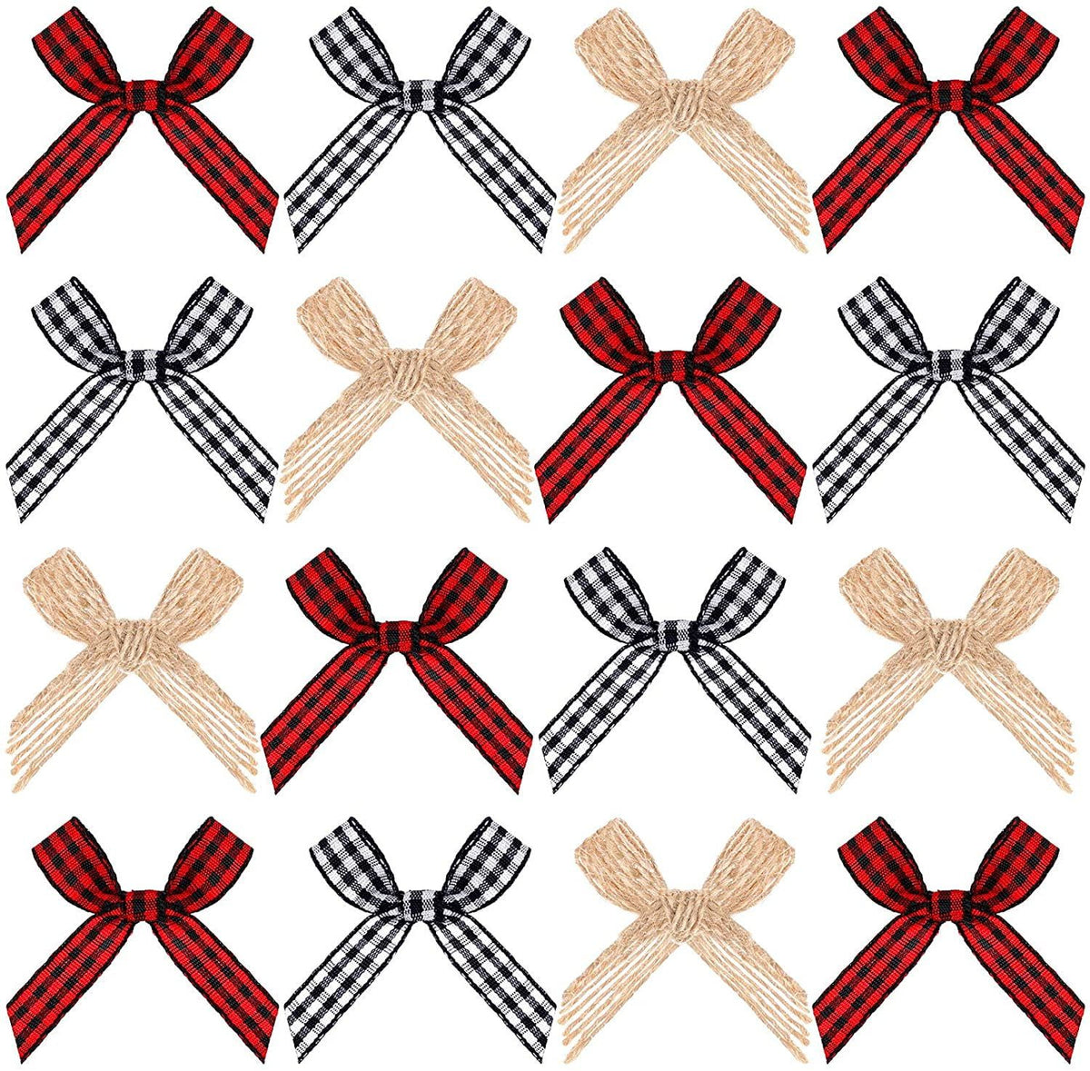 Christmas Mini Plaid Bows  Bows Christmas Buffalo Plaid Bows Gingham Ribbon Bows Ornament for Christmas Tree Crafts Home Decoration DIY Making