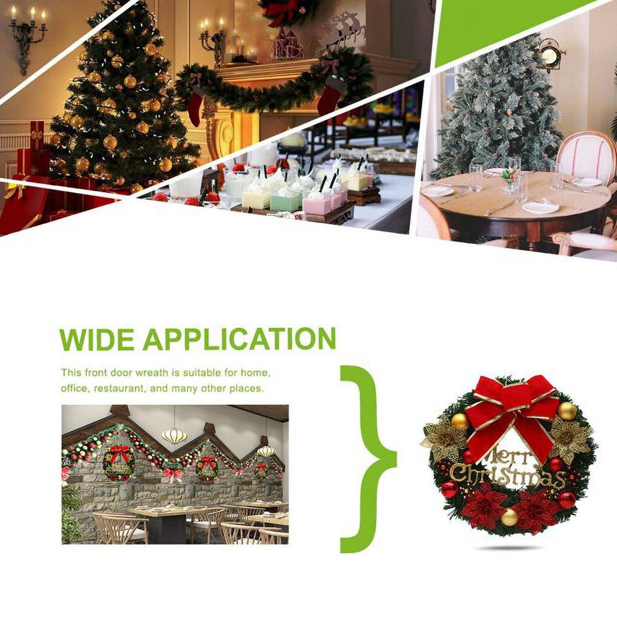 Merry Christmas Wreath for Front Door, 12' Christmas Wreath Wreath Wintry Pinecone Artificial Xmas Bell Snowflake Winter Wreaths Front Door Small Wreaths for Indoor Outdoor
