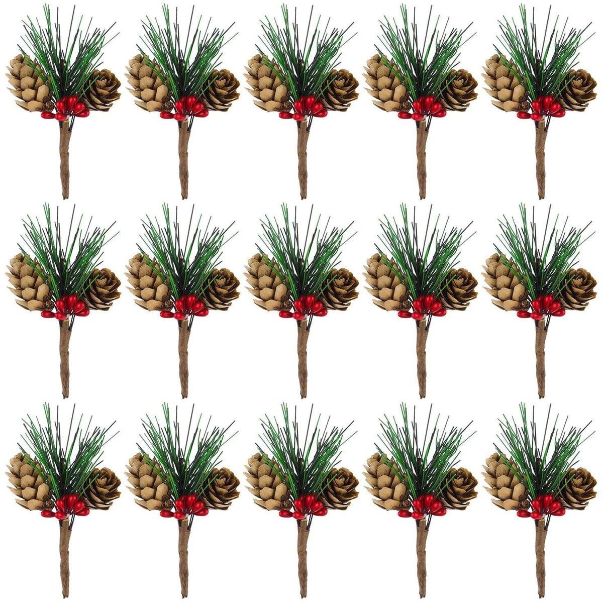 10PCS Christmas Picks and Sprays Artificial Berries Pine Cones Set,Evergreen Pine Branch Holly Stem for Decoration,Winter Floral Picks,Xmas Wreath Decorating Supplies