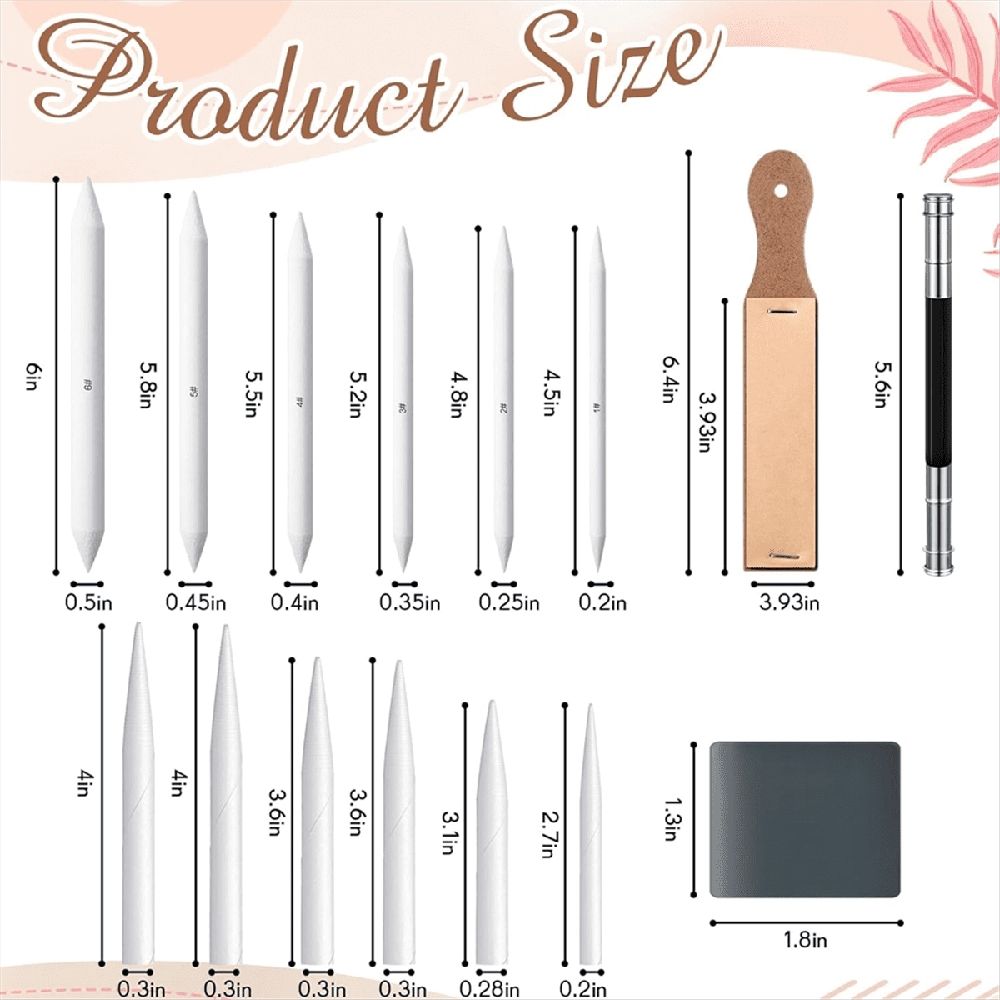 40 Pcs Sketch Drawing Tools Blending Stump Set Accessories with Sandpaper Pencil Sharpener Pencil Extension Tool Erasers