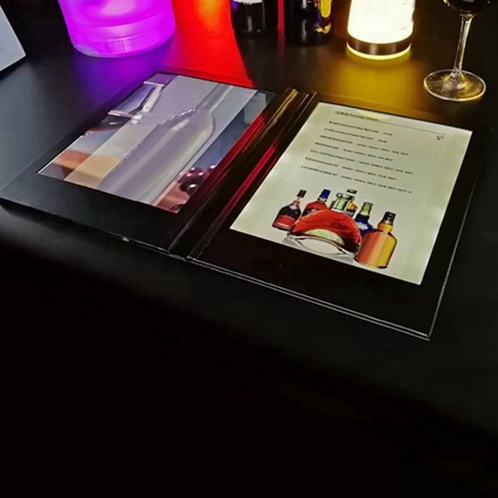 Rechargeable LED Light Menu Book PU Leather Display Book Restaurants Beer Bar Shop Cafe Night Club Two Pages