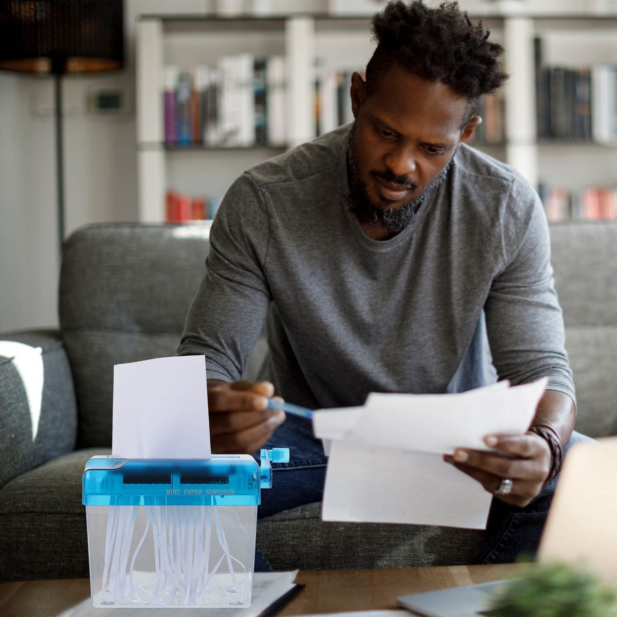 Portable Manual Paper Shredder with Hand Crank for Household Bills, Receipts, and Document Shredding