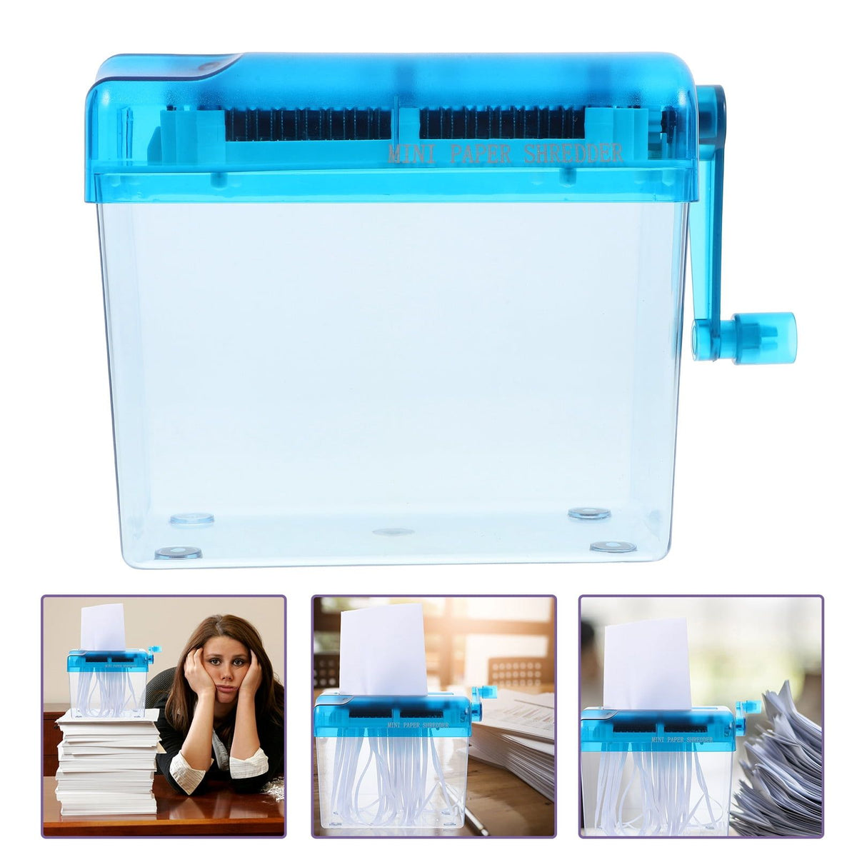 Portable Manual Paper Shredder with Hand Crank for Household Bills, Receipts, and Document Shredding