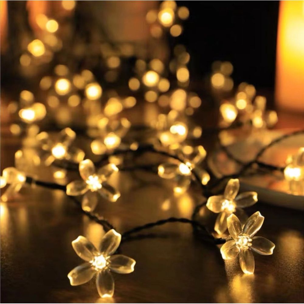 Solar Flower String Lights with 20 LED Cherry Blossom Bulbs | Outdoor Solar Powered Fairy Lights for Garden Fence Patio Yard | Waterproof Christmas Tree Home Wedding Party Decoration